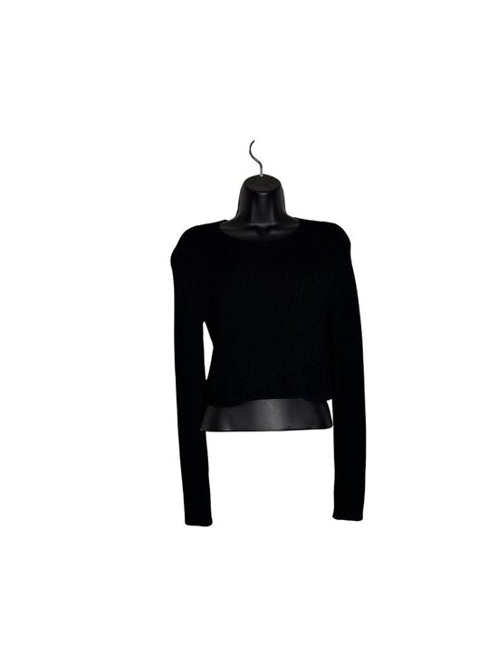White House Black Market Sweaters - White House Black Market XS Black Knit Cropped Sweater Long Sleeve Crewneck